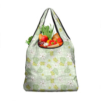 Hawaii Anthurium Tiare Pikake Lei Grocery Bag Sage Green Lauhala Art Pattern LT01 1-pack One Size Green - Polynesian Pride