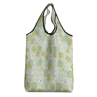 Hawaii Anthurium Tiare Pikake Lei Grocery Bag Sage Green Lauhala Art Pattern LT01 - Polynesian Pride