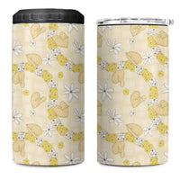 Hawaii Anthurium Tiare Pikake Lei 4 in 1 Can Cooler Tumbler Melemele Lauhala Art Pattern LT01 One Size: 16 oz Yellow - Polynesian Pride