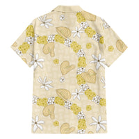 Hawaii Anthurium Tiare Pikake Lei Family Matching Short Sleeve Bodycon Dress and Hawaiian Shirt Melemele Lauhala Art Pattern LT01 - Polynesian Pride