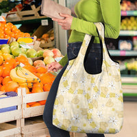 Hawaii Anthurium Tiare Pikake Lei Grocery Bag Melemele Lauhala Art Pattern LT01 - Polynesian Pride