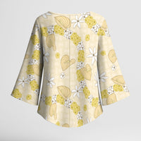 Hawaii Anthurium Tiare Pikake Lei Kimono Sleeve Blouse Melemele Lauhala Art Pattern LT01 - Polynesian Pride