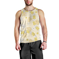 Hawaii Anthurium Tiare Pikake Lei Men Tank Top Melemele Lauhala Art Pattern LT01 - Polynesian Pride