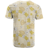 Hawaii Anthurium Tiare Pikake Lei T Shirt Melemele Lauhala Art Pattern LT01 - Polynesian Pride