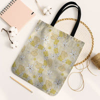 Hawaii Anthurium Tiare Pikake Lei Tote Bag Melemele Lauhala Art Pattern LT01 Black Strap One Size Yellow - Polynesian Pride