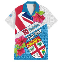 Fiji Day Family Matching Off Shoulder Long Sleeve Dress and Hawaiian Shirt Fijian Hibiscus Special Version LT01 Dad's Shirt - Short Sleeve White - Polynesian Pride
