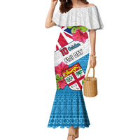 Fiji Day Mermaid Dress Fijian Hibiscus Special Version LT01 Women White - Polynesian Pride