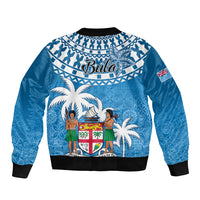 Fiji Sleeve Zip Bomber Jacket Bula Fijian Tapa Pattern LT01 - Polynesian Pride