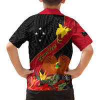 Personalised Papua New Guinea Kid Hawaiian Shirt Bird Of Paradise With Tropical Flower LT01 - Polynesian Pride