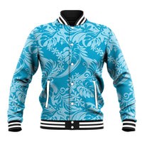 Tahiti Ninamu Tiare Floral Baseball Jacket Monstera Palm Tropical Leaves - Polynesian Pride