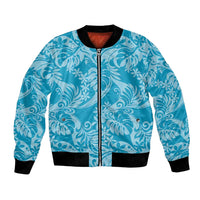 Tahiti Ninamu Tiare Floral Bomber Jacket Monstera Palm Tropical Leaves - Polynesian Pride