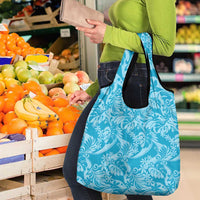 Tahiti Ninamu Tiare Floral Grocery Bag Monstera Palm Tropical Leaves - Polynesian Pride