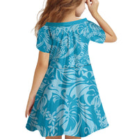 Tahiti Ninamu Tiare Floral Kid Short Sleeve Dress Monstera Palm Tropical Leaves - Polynesian Pride