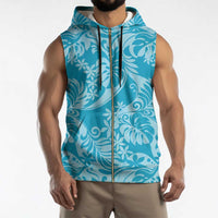 Tahiti Ninamu Tiare Floral Sleeveless Zip Hoodie Monstera Palm Tropical Leaves - Polynesian Pride