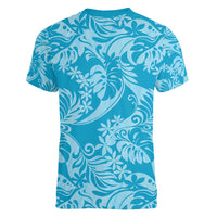Tahiti Ninamu Tiare Floral Women V-Neck T-Shirt Monstera Palm Tropical Leaves - Polynesian Pride