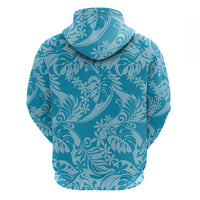 Tahiti Ninamu Tiare Floral Zip Hoodie Monstera Palm Tropical Leaves - Polynesian Pride