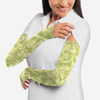 Tahiti Olive Tiare Floral Arm Sleeves Monstera Palm Tropical Leaves - Polynesian Pride