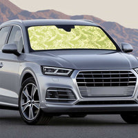 Tahiti Olive Tiare Floral Auto Sun Shade Monstera Palm Tropical Leaves - Polynesian Pride