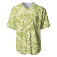 Tahiti Olive Tiare Floral Baseball Jersey Monstera Palm Tropical Leaves - Polynesian Pride