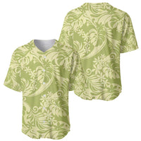 Tahiti Olive Tiare Floral Baseball Jersey Monstera Palm Tropical Leaves - Polynesian Pride