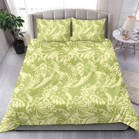 Tahiti Olive Tiare Floral Bedding Set Monstera Palm Tropical Leaves - Polynesian Pride