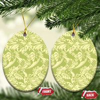 Tahiti Olive Tiare Floral Ceramic Ornament Monstera Palm Tropical Leaves - Polynesian Pride