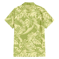 Tahiti Olive Tiare Floral Family Matching Off The Shoulder Long Sleeve Dress and Hawaiian Shirt Monstera Palm Tropical Leaves - Polynesian Pride