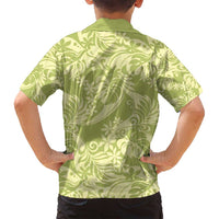 Tahiti Olive Tiare Floral Family Matching Off Shoulder Maxi Dress and Hawaiian Shirt Monstera Palm Tropical Leaves - Polynesian Pride