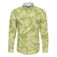 Tahiti Olive Tiare Floral Family Matching Short Sleeve Bodycon Dress and Hawaiian Shirt Monstera Palm Tropical Leaves - Polynesian Pride