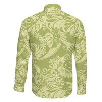 Tahiti Olive Tiare Floral Family Matching Short Sleeve Bodycon Dress and Hawaiian Shirt Monstera Palm Tropical Leaves - Polynesian Pride