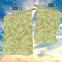 Tahiti Olive Tiare Floral Garden Flag Monstera Palm Tropical Leaves - Polynesian Pride