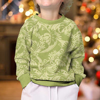 Tahiti Olive Tiare Floral Kid Ugly Christmas Sweater Monstera Palm Tropical Leaves - Polynesian Pride