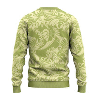 Tahiti Olive Tiare Floral Ugly Christmas Sweater Monstera Palm Tropical Leaves - Polynesian Pride