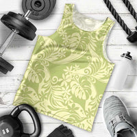 Tahiti Olive Tiare Floral Men Tank Top Monstera Palm Tropical Leaves - Polynesian Pride