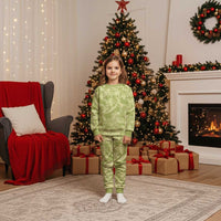 Tahiti Olive Tiare Floral Christmas Pajama Set Monstera Palm Tropical Leaves - Polynesian Pride