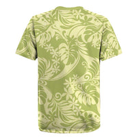 Tahiti Olive Tiare Floral Rugby Jersey Monstera Palm Tropical Leaves - Polynesian Pride