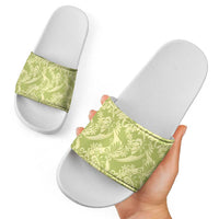 Tahiti Olive Tiare Floral Slide Sandals Monstera Palm Tropical Leaves LT01 - Polynesian Pride