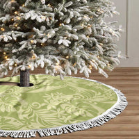 Tahiti Olive Tiare Floral Tree Skirt Monstera Palm Tropical Leaves - Polynesian Pride
