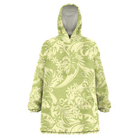 Tahiti Olive Tiare Floral Wearable Blanket Hoodie Monstera Palm Tropical Leaves - Polynesian Pride