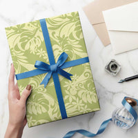 Tahiti Olive Tiare Floral Wrapping Paper Monstera Palm Tropical Leaves - Polynesian Pride