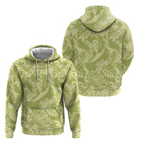 Tahiti Olive Tiare Floral Zip Hoodie Monstera Palm Tropical Leaves - Polynesian Pride