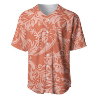 Tahiti Puatou Tiare Floral Baseball Jersey Monstera Palm Tropical Leaves LT01 Orange - Polynesian Pride