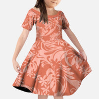 Tahiti Puatou Tiare Floral Family Matching Mermaid Dress and Hawaiian Shirt Monstera Palm Tropical Leaves LT01 Daughter's Dress Orange - Polynesian Pride