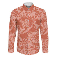 Tahiti Puatou Tiare Floral Family Matching Off Shoulder Maxi Dress and Hawaiian Shirt Monstera Palm Tropical Leaves LT01 Dad's Shirt - Long Sleeve Orange - Polynesian Pride
