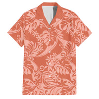 Tahiti Puatou Tiare Floral Family Matching Puletasi and Hawaiian Shirt Monstera Palm Tropical Leaves LT01 Dad's Shirt - Short Sleeve Orange - Polynesian Pride