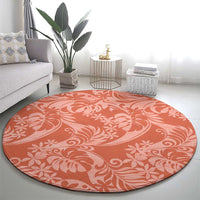 Tahiti Puatou Tiare Floral Round Carpet Monstera Palm Tropical Leaves - Polynesian Pride
