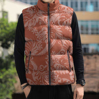 Tahiti Puatou Tiare Floral Sleeveless Puffer Jacket Monstera Palm Tropical Leaves - Polynesian Pride