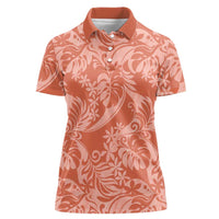 Tahiti Puatou Tiare Floral Women Polo Shirt Monstera Palm Tropical Leaves - Polynesian Pride