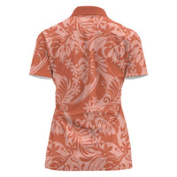 Tahiti Puatou Tiare Floral Women Polo Shirt Monstera Palm Tropical Leaves - Polynesian Pride