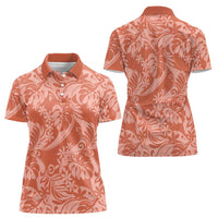 Tahiti Puatou Tiare Floral Women Polo Shirt Monstera Palm Tropical Leaves - Polynesian Pride